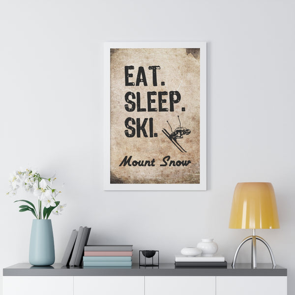 Eat Sleep Ski Mount Snow - Framed Vertical Poster