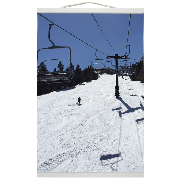 Hanging Canvas Print - Blue Bird Skiing