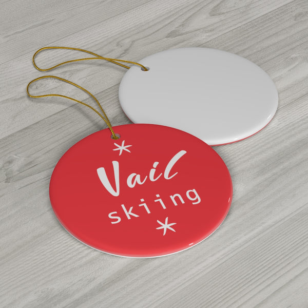 skiing inspired christmas ornament