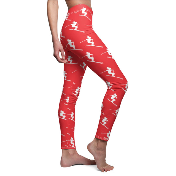 Women's Trendy Leggings - Skiers Red