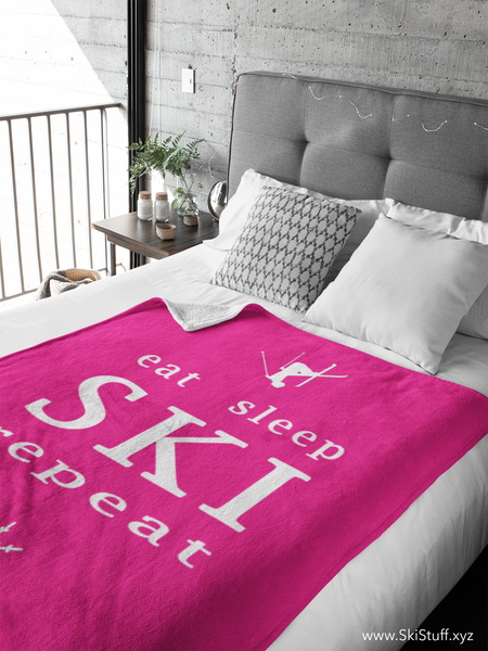 Eat Sleep SKI Repeat - Throw Blanket