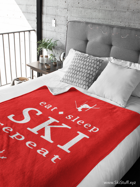 Eat Sleep SKI red - Throw Blanket
