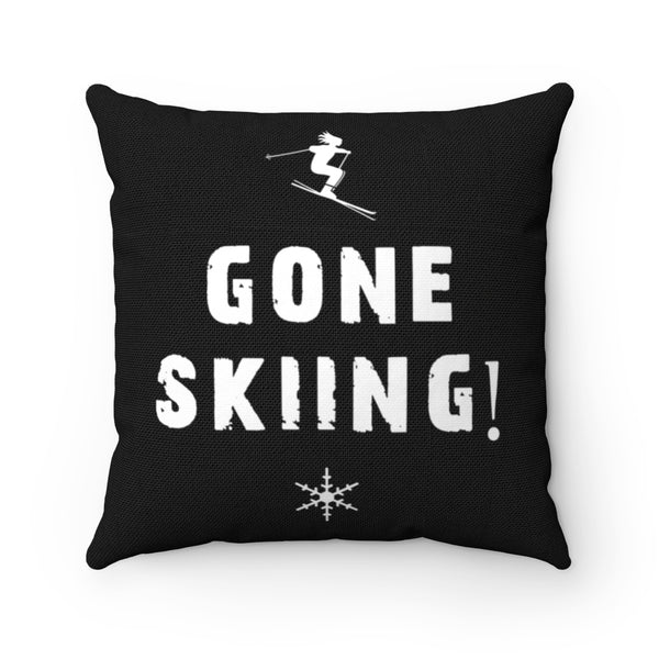 Gone Skiing Black - Decorative Pillow