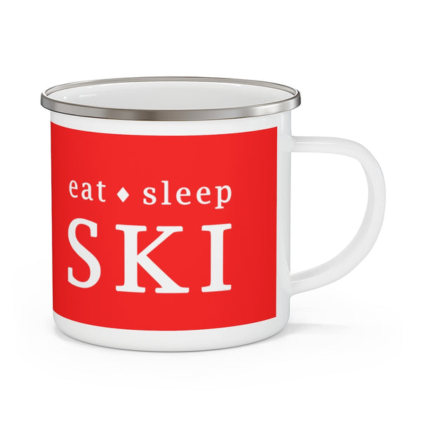 Eat Sleep Ski - Enamel Camping Mug