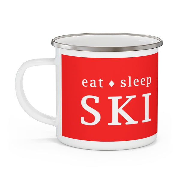 Eat Sleep Ski - Enamel Camping Mug