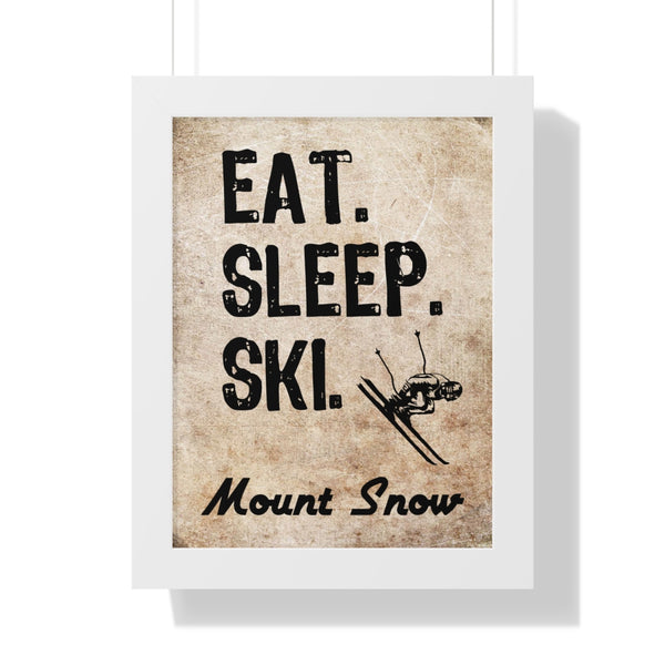 Eat Sleep Ski Mount Snow - Framed Vertical Poster