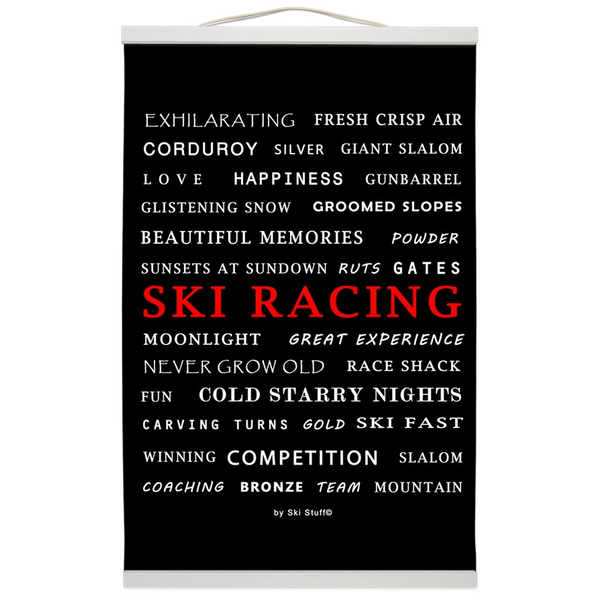 Hanging Canvas Print - Ski Racing Black