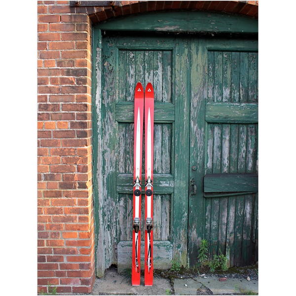 Red Skis Green Door - Art Print