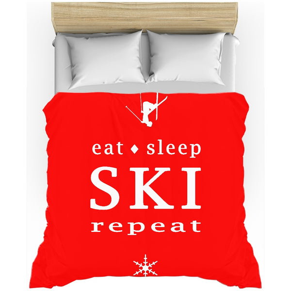 Eat Sleep SKI - Red - Duvet Cover