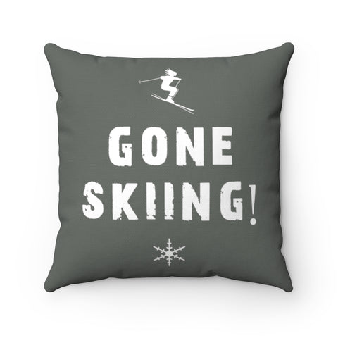 Gone Skiing Gray - Decorative Pillow