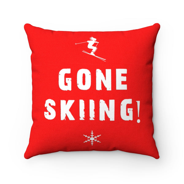 Gone Skiing Red - Decorative Pillow