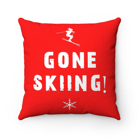 Gone Skiing Red - Decorative Pillow