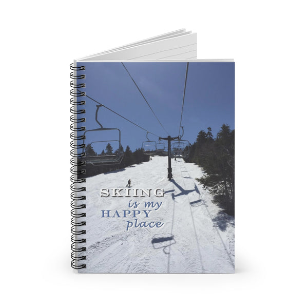 Skiing is my Happy Place - Spiral Notebook