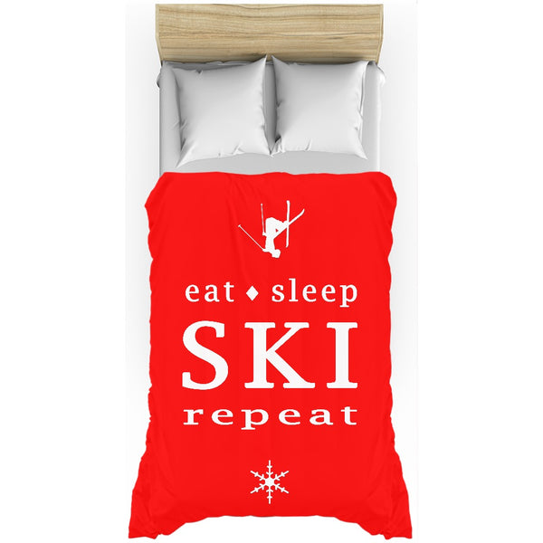 Eat Sleep SKI - Red - Duvet Cover