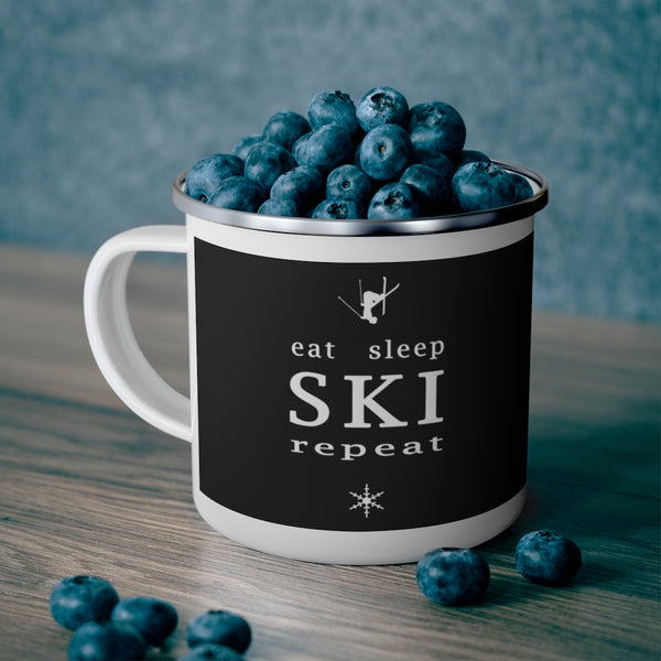 Eat Sleep Ski - Enamel Camping Mug