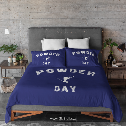 skiing inspired microfiber duvet cover by SKI STUFF