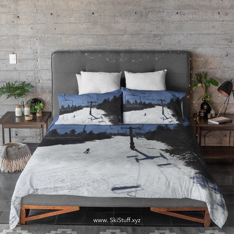 Blue Bird Skiing - Duvet Cover