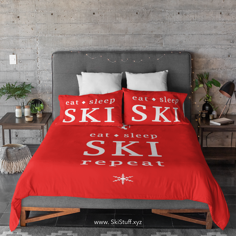 skiing inspired microfiber duvet cover by SKI STUFF