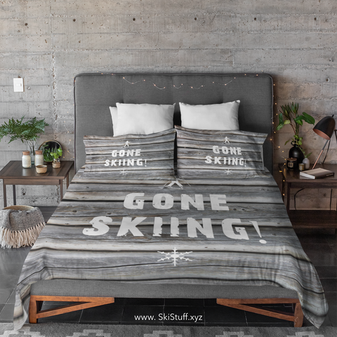 skiing inspired microfiber duvet cover by SKI STUFF