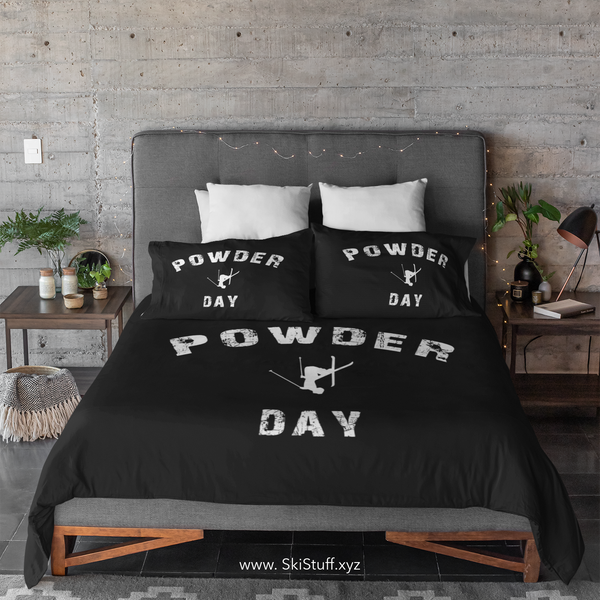 skiing inspired microfiber duvet cover by SKI STUFF