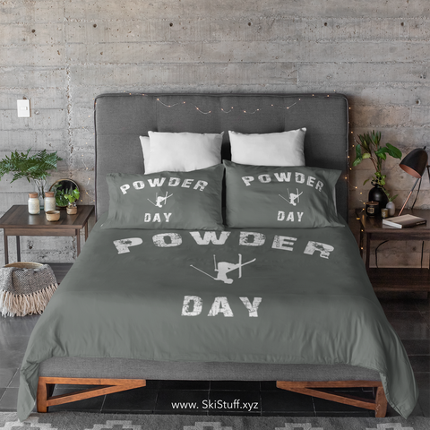 skiing inspired microfiber duvet cover by SKI STUFF