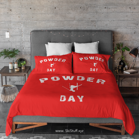 skiing inspired microfiber duvet cover by SKI STUFF