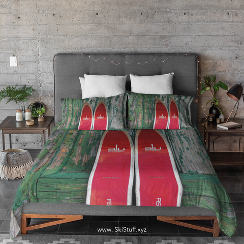 skiing inspired microfiber duvet cover by SKI STUFF