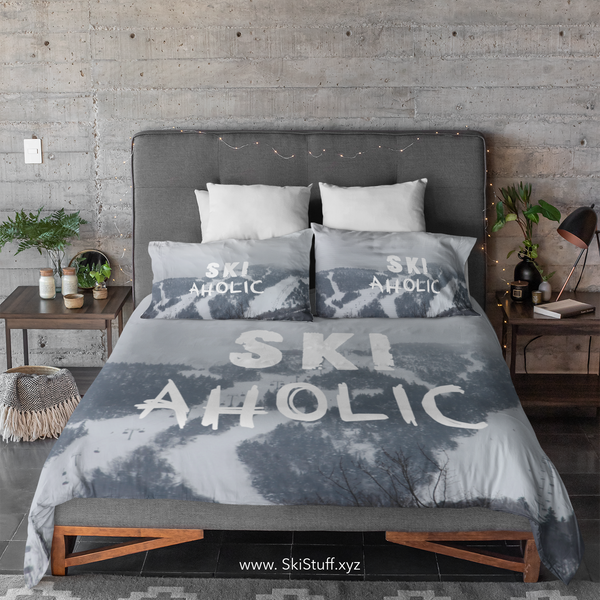 skiing inspired microfiber duvet cover by SKI STUFF