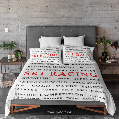 skiing inspired microfiber duvet cover by SKI STUFF