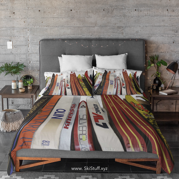 skiing inspired microfiber duvet cover by SKI STUFF