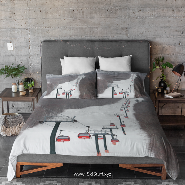 skiing inspired microfiber duvet cover by SKI STUFF