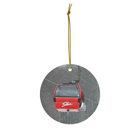 Ceramic Skiing Christmas Ornament