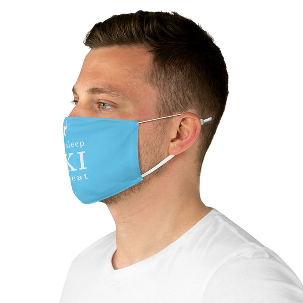 Eat Sleep Ski Light Blue - Fabric Ski Face Mask