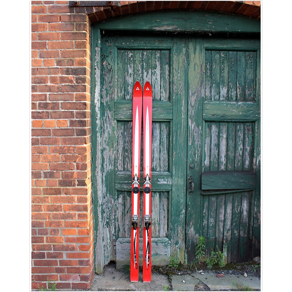 Red Skis Green Door - Art Print