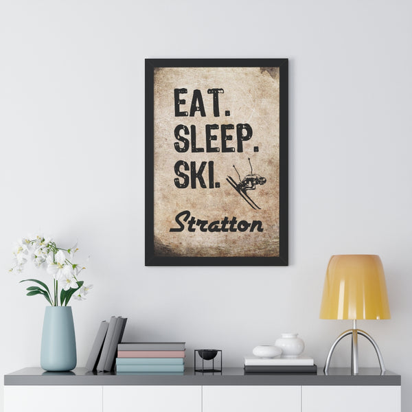 Eat Sleep Ski Stratton - Framed Vertical Poster