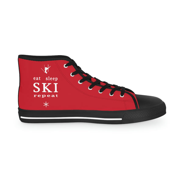 Eat Sleep SKI Red  - High Top Sneakers