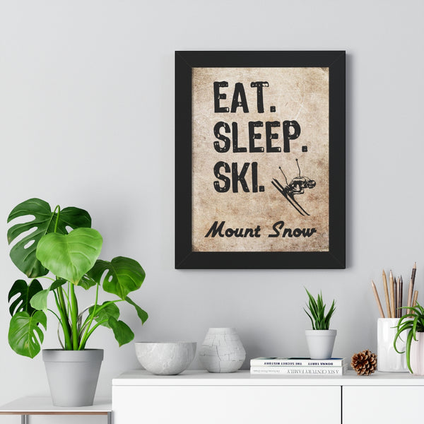 Eat Sleep Ski Mount Snow - Framed Vertical Poster