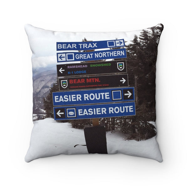 Ski Trail Sign Bear Trax - Throw Pillow