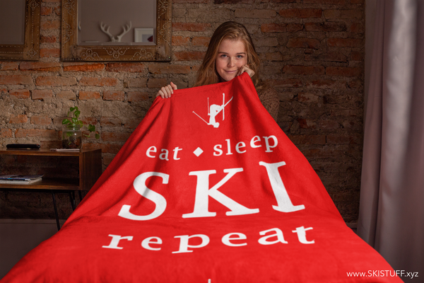 Eat Sleep SKI red - Throw Blanket