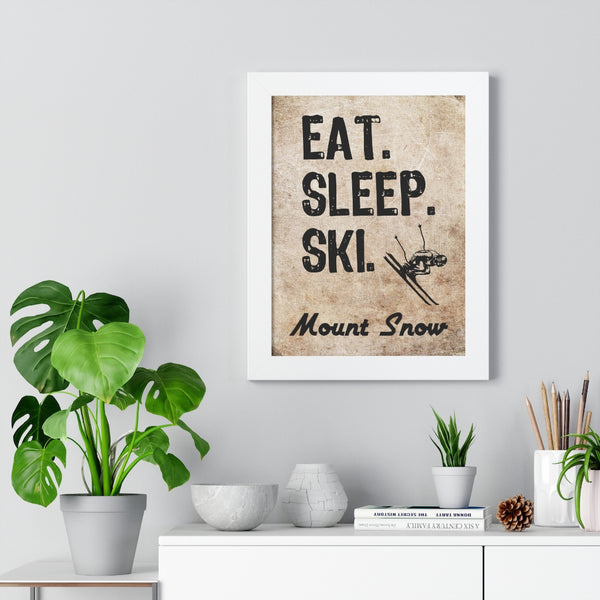 Eat Sleep Ski Mount Snow - Framed Vertical Poster