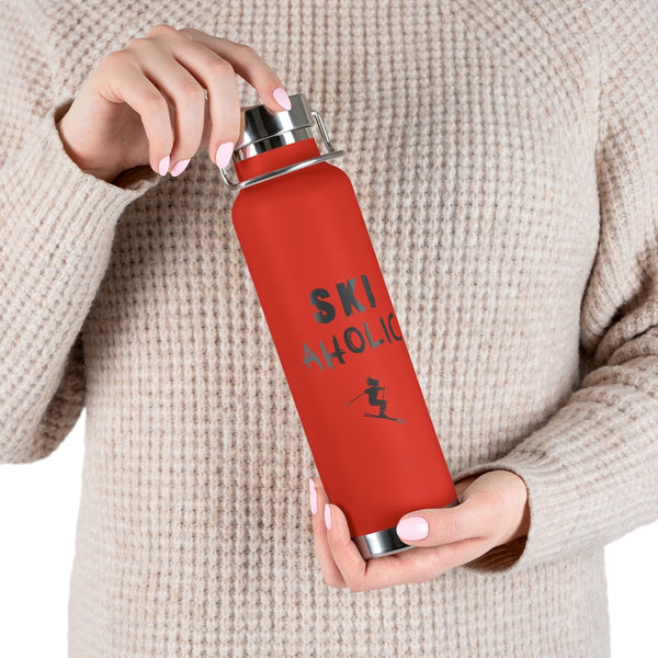 Ski Aholic Vacuum Insulated Bottle, Skiing Bottle, Skier Gifts