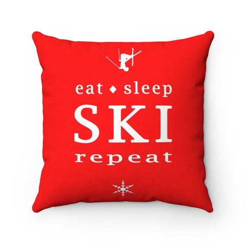 Eat Sleep SKI red - Throw Pillow