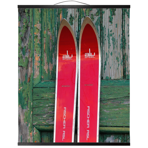 Hanging Canvas Print - Red Vintage Skis