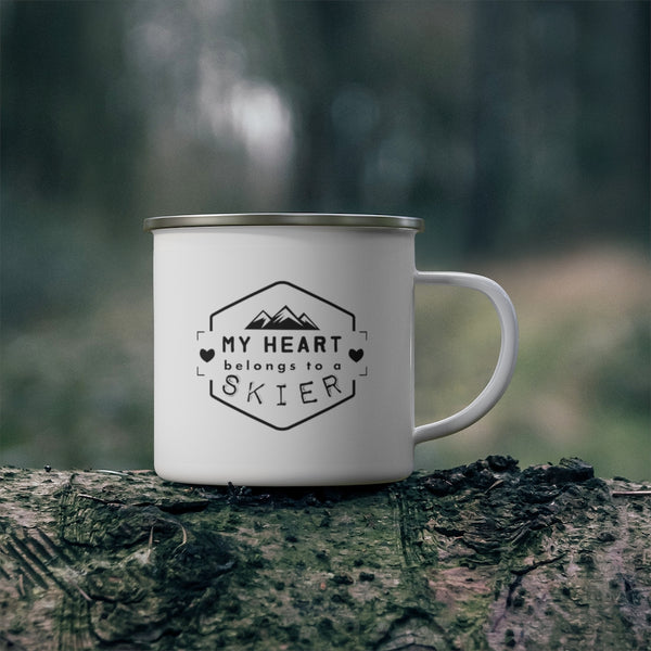 My Heart Belongs to a Skier - Enamel Camping Mug