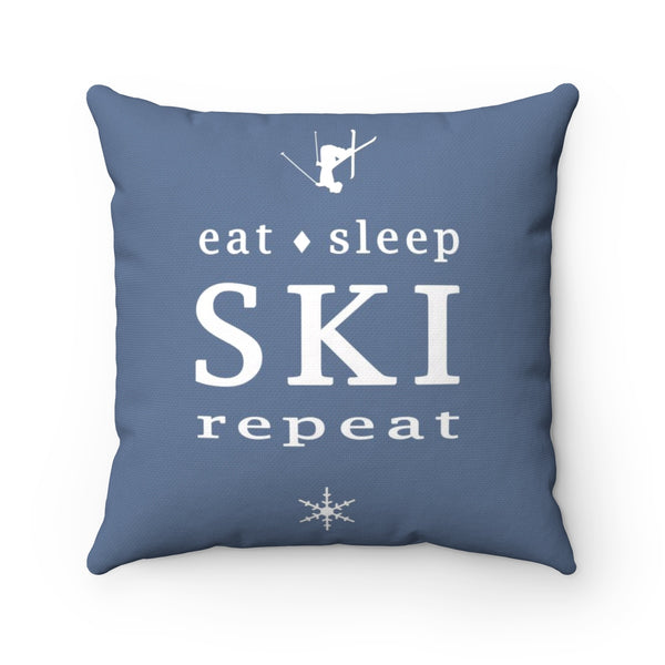 Eat Sleep SKI jeans blue - Throw Pillow