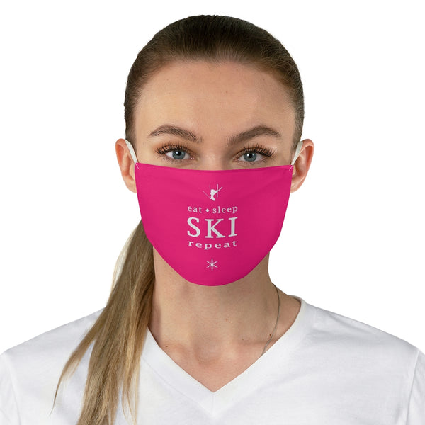 Eat Sleep Ski Pink - Fabric Ski Face Mask