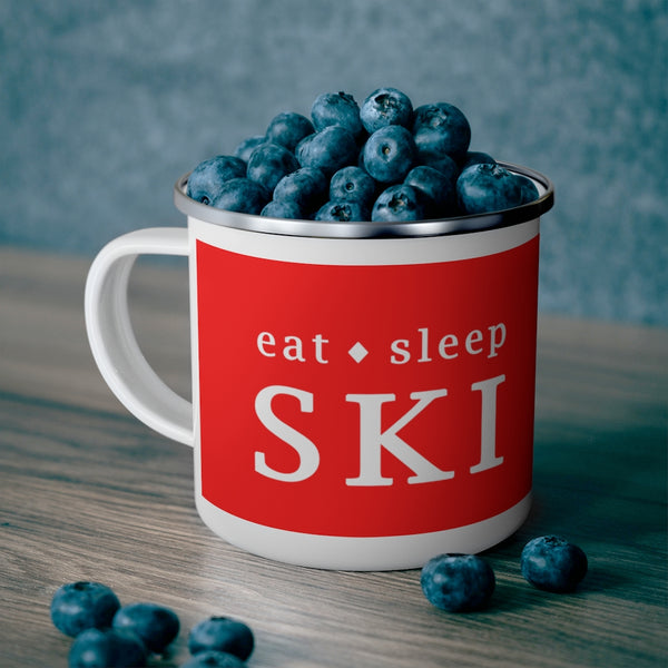 Eat Sleep Ski - Enamel Camping Mug