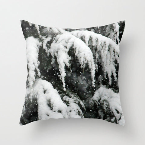 Fresh Snow on Pines, Pillow Cover