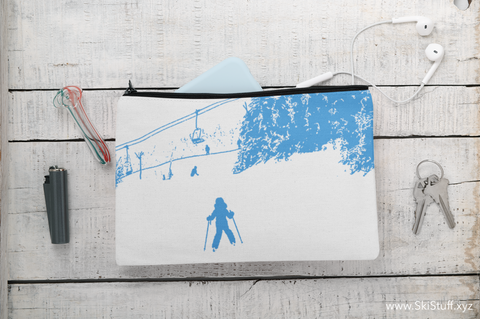 Little Skier Blue - Accessory Pouch w T-bottom