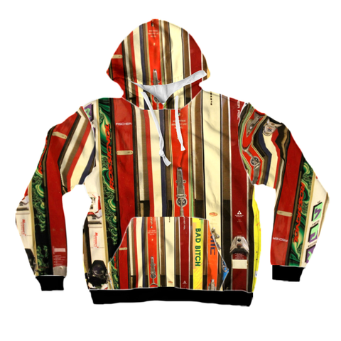 All-Over Print Pullover Hoodie - Skis and Bindings